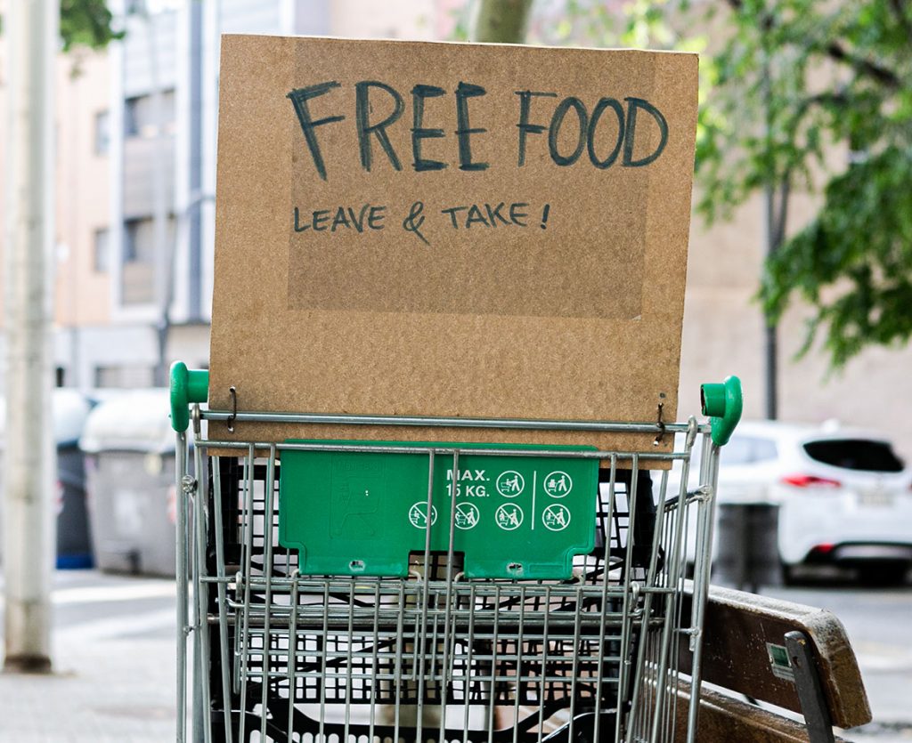 Cart with free food for people